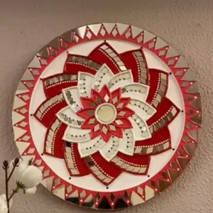 Unique wants Lippan art wall hanging home decoration in circle, red- white- orange